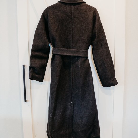 Brand NWT Boden Belted Textured Wool Maxi Coat Black - 8 - Picture 9 of 9